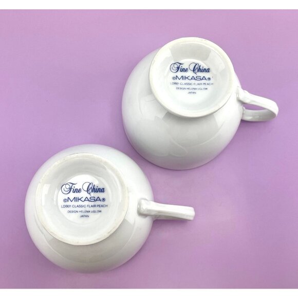 Pair of vintage 80s mugs, Mikasa Fine China LDB01 Classic Flair Peach - Picture 9 of 10